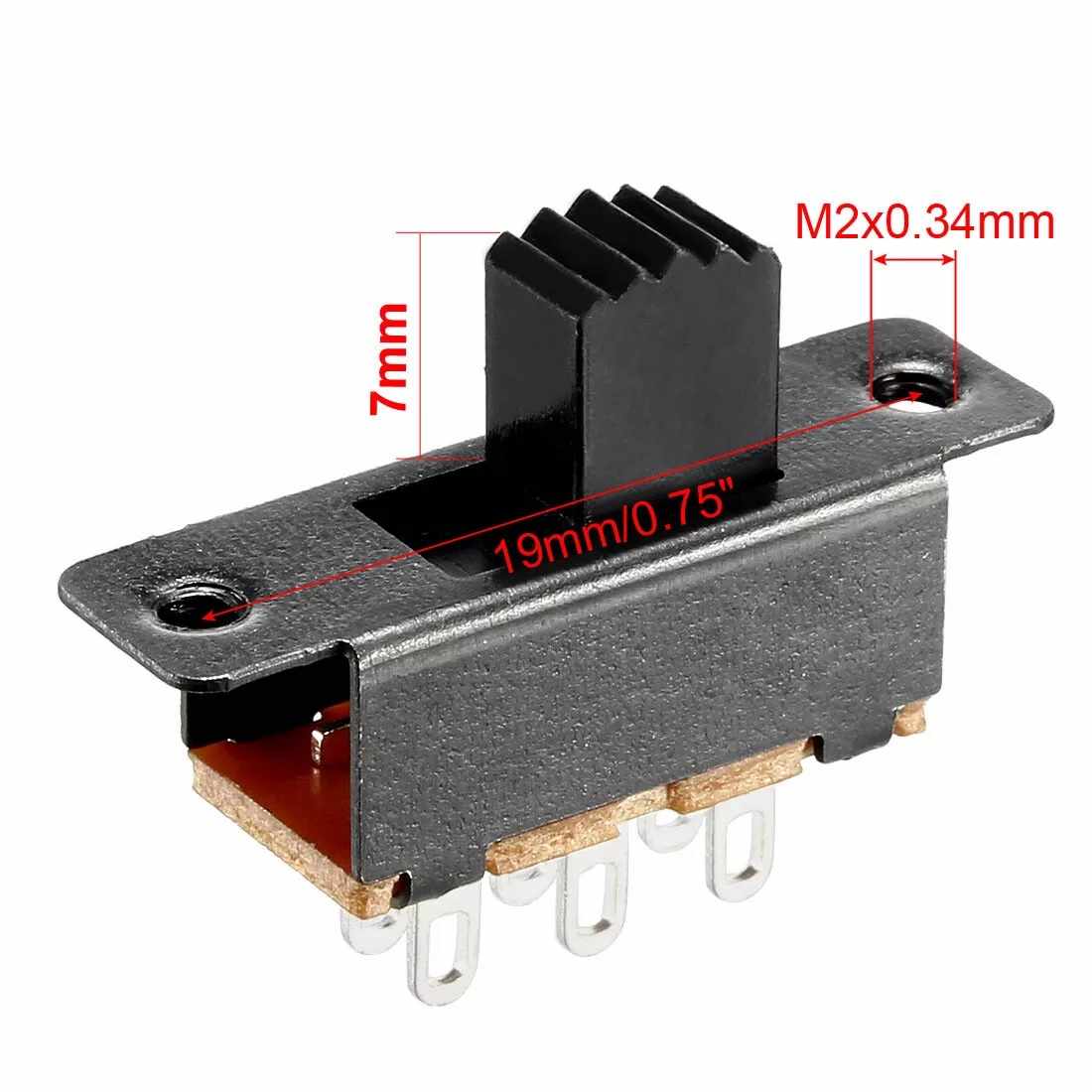 Interruptor Deslizante 6 pin 0.1 A 250V Negro - imagen 4