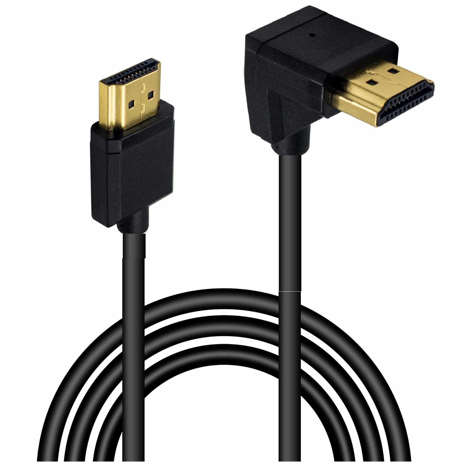 Cable Hdmi acodado 90 grados contactos dorados 4K 1 Metro Negro - imagen 1