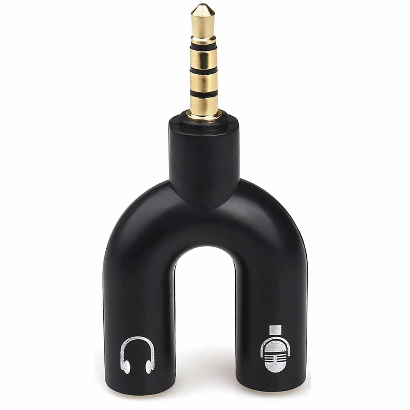 Adaptador divisor para auriculares y microfono jack 3.5 de 4 Negro - imagen 1