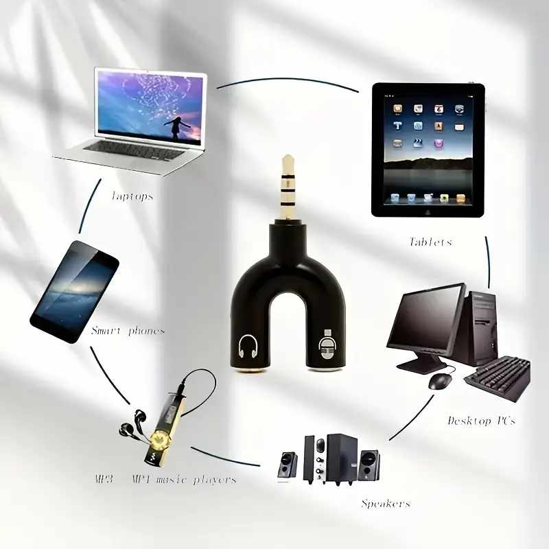 Adaptador divisor para auriculares y microfono jack 3.5 de 4 Negro - imagen 4