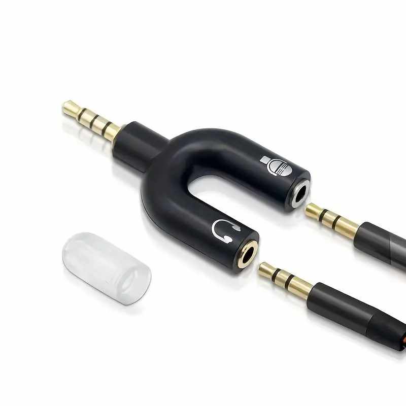 Adaptador divisor para auriculares y microfono jack 3.5 de 4 Negro - imagen 5