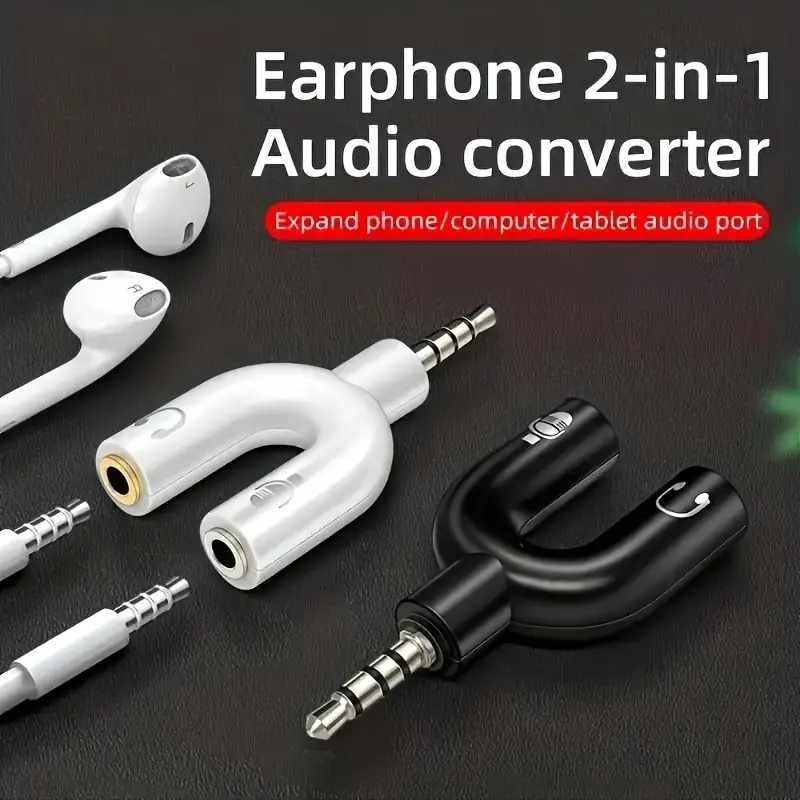 Adaptador divisor para auriculares y microfono jack 3.5 de 4 Negro - imagen 7