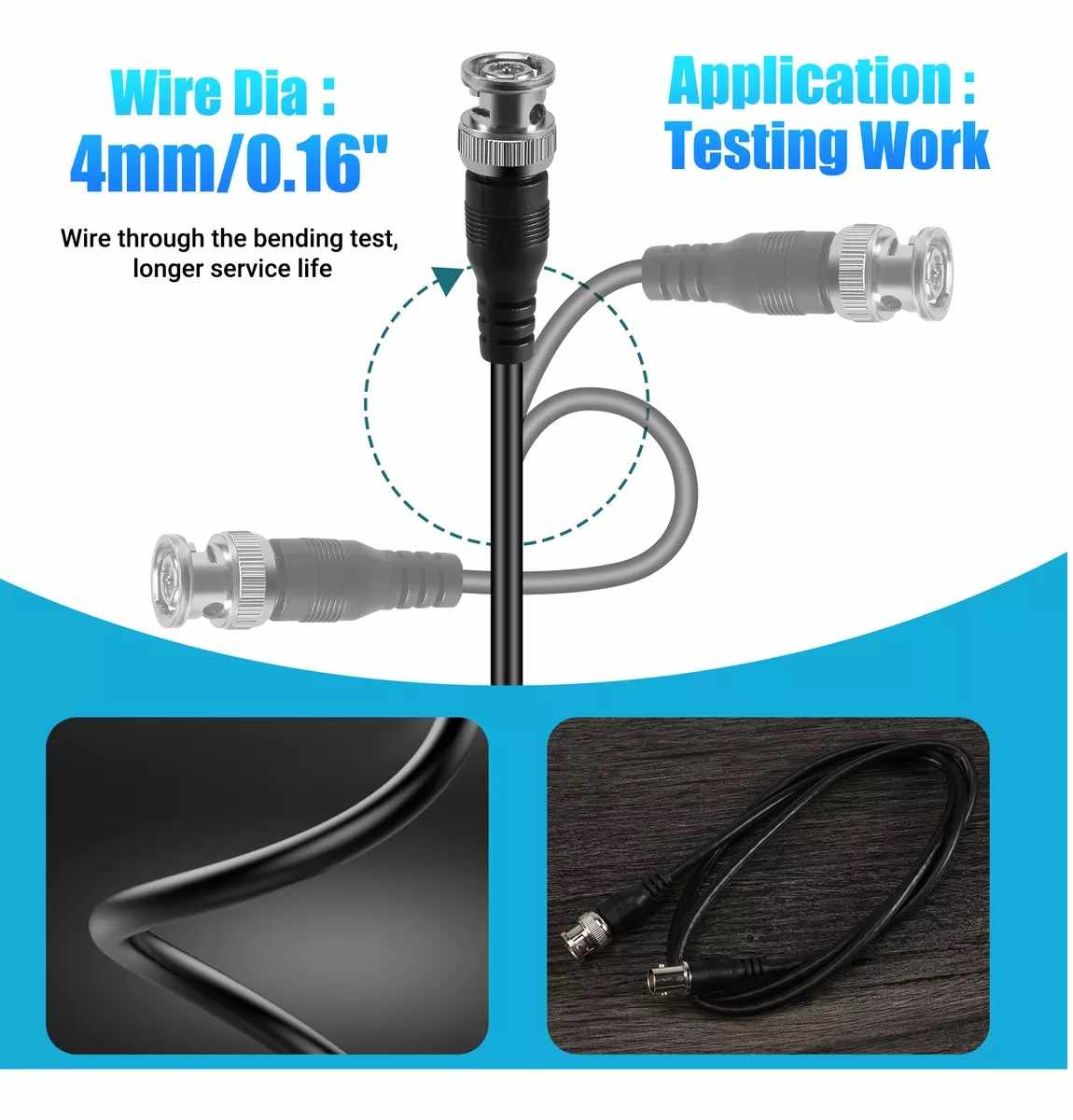 Cable BNC macho a hembra RG 59 1 Metros Negro - imagen 3