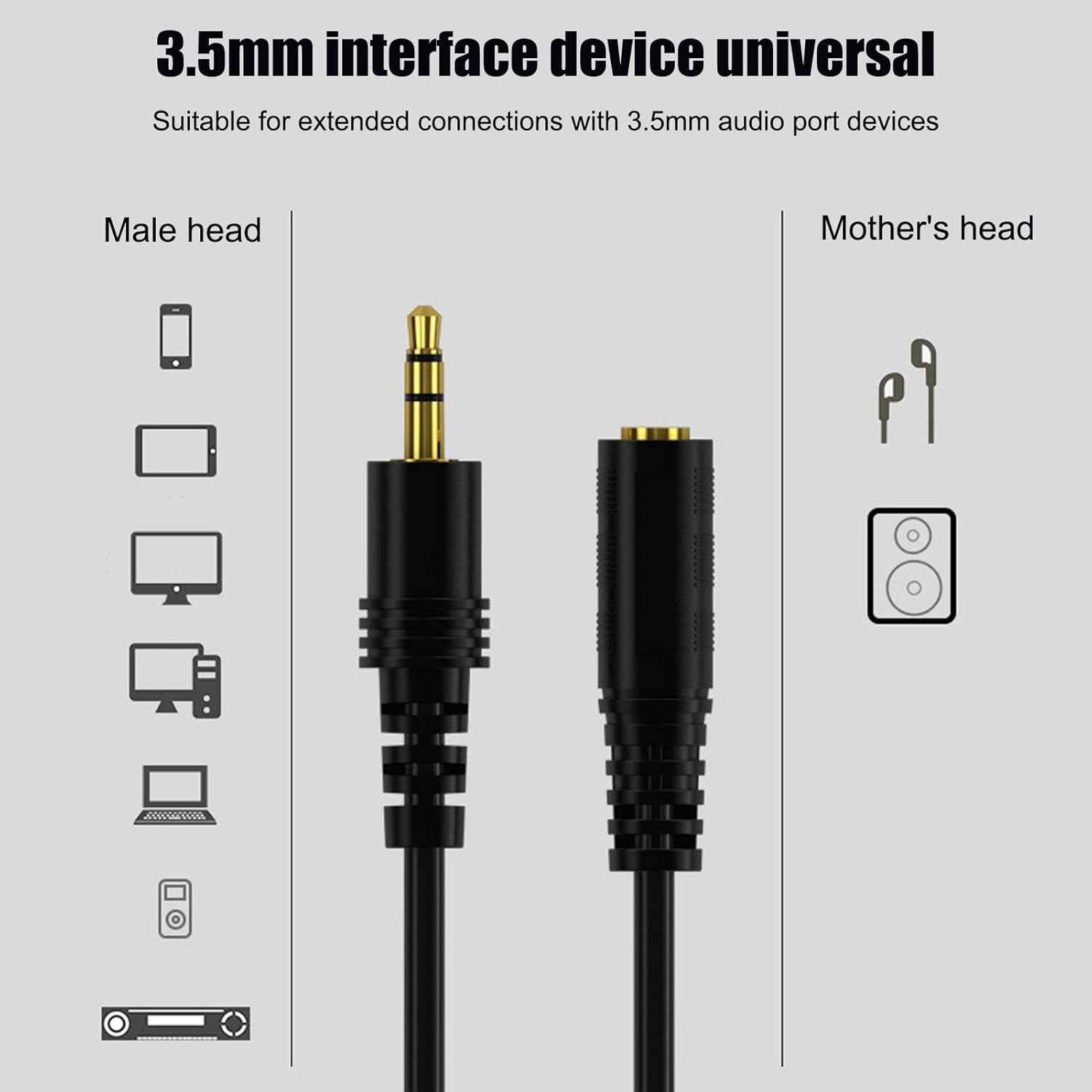 Cable alargador de audio estéreo jack 3.5 mm 2 Metros Negro - imagen 4