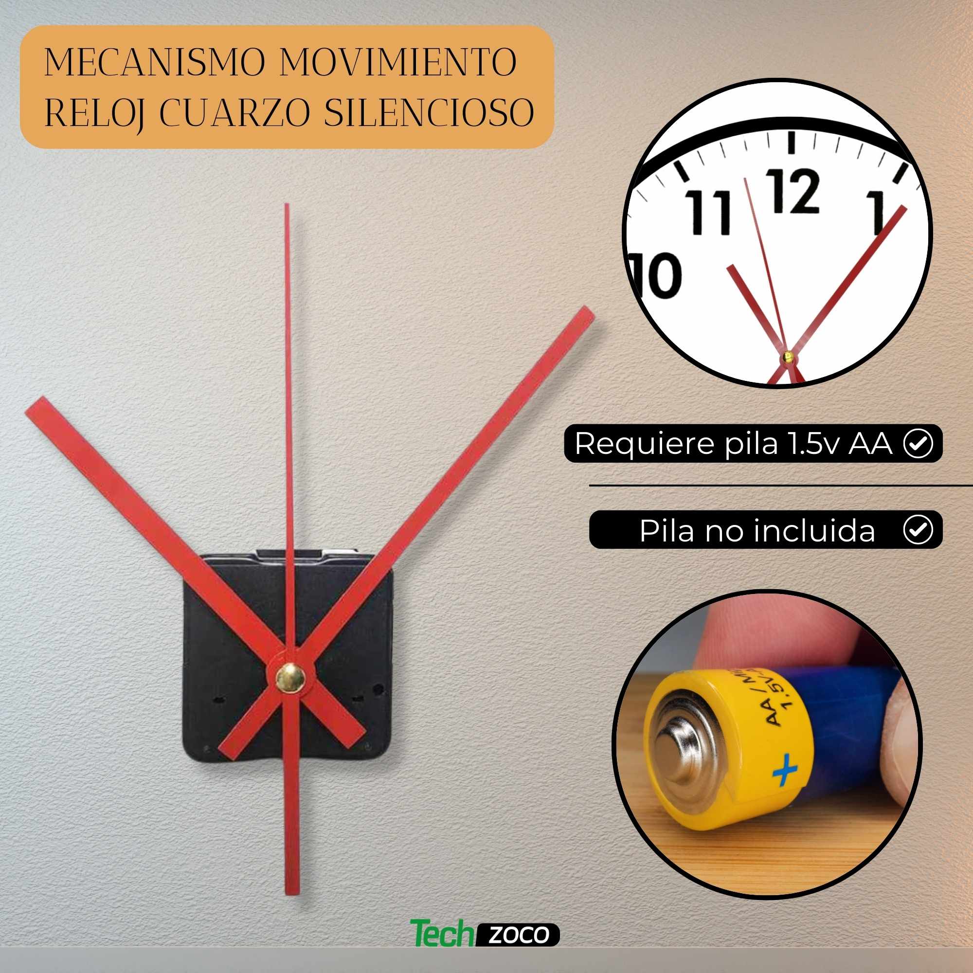 Mecanismo movimiento reloj cuarzo silencioso tipo 14 - imagen 2
