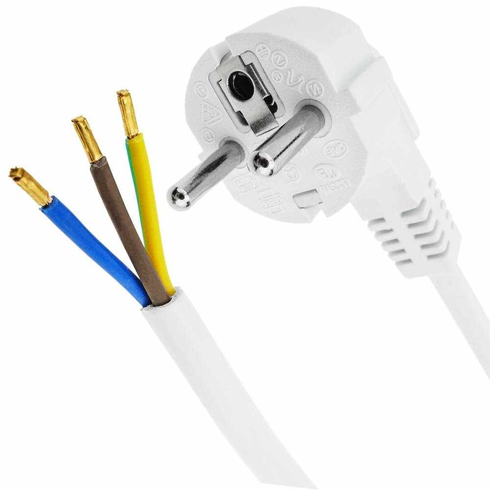 Cable de alimentacion electrico CEE7 macho a bornes 3x0.75mm 1.5 Metros Blanco