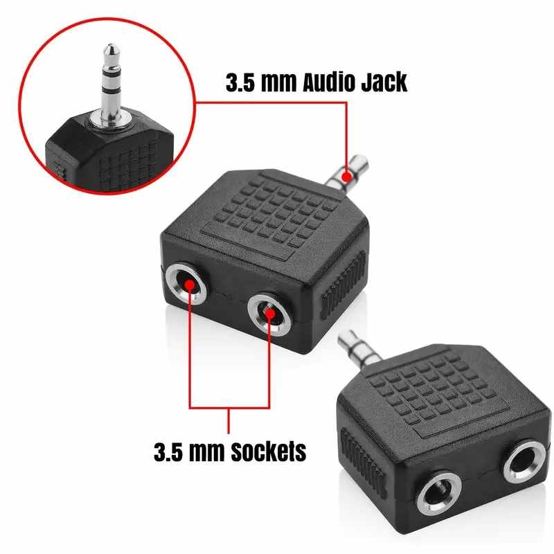 Adaptador audio Estereo 2x Jack 3.5 hembra a Jack 3.5 macho - imagen 3