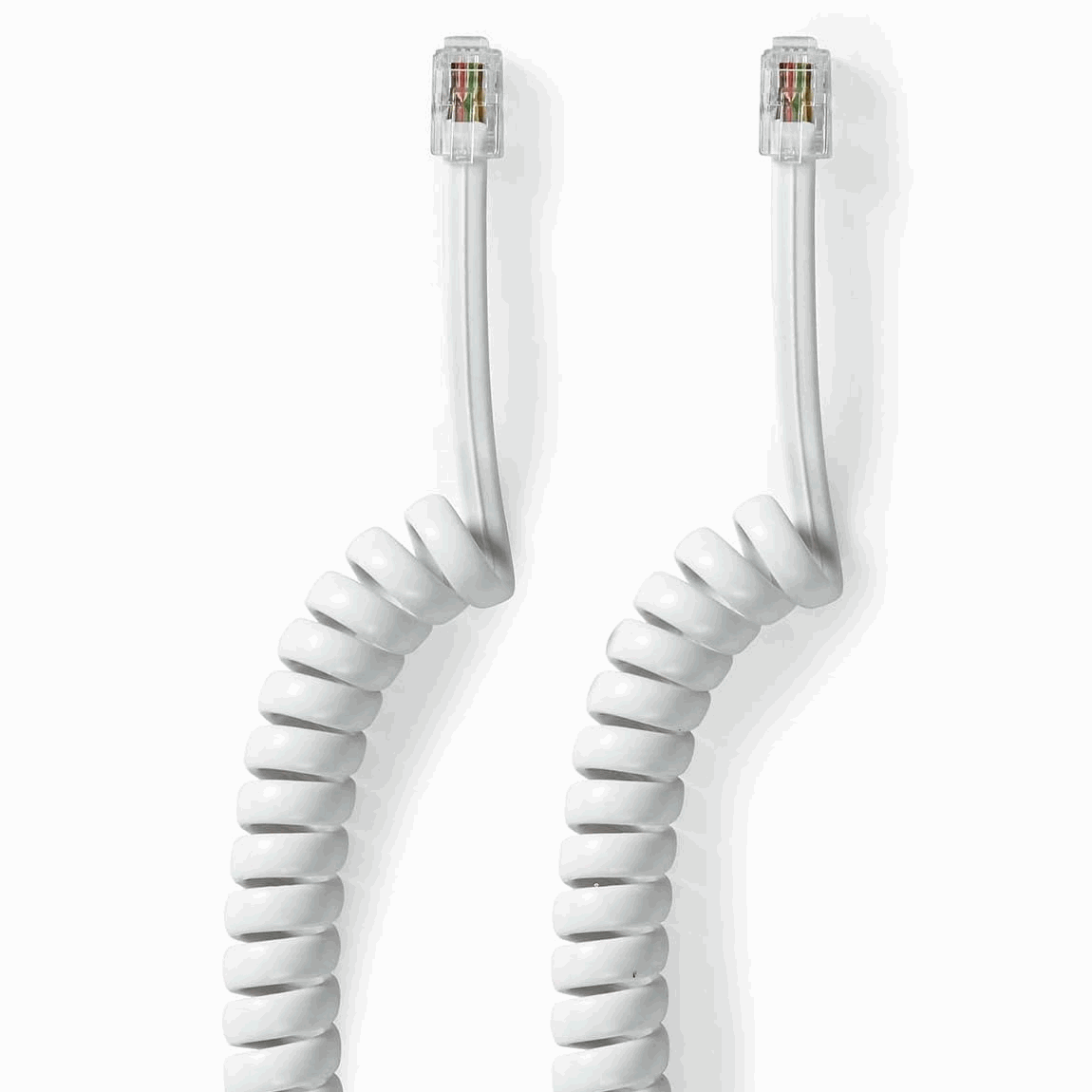 Cable telefonico espiral 4 hilos rj10 Blanco 2 Metros