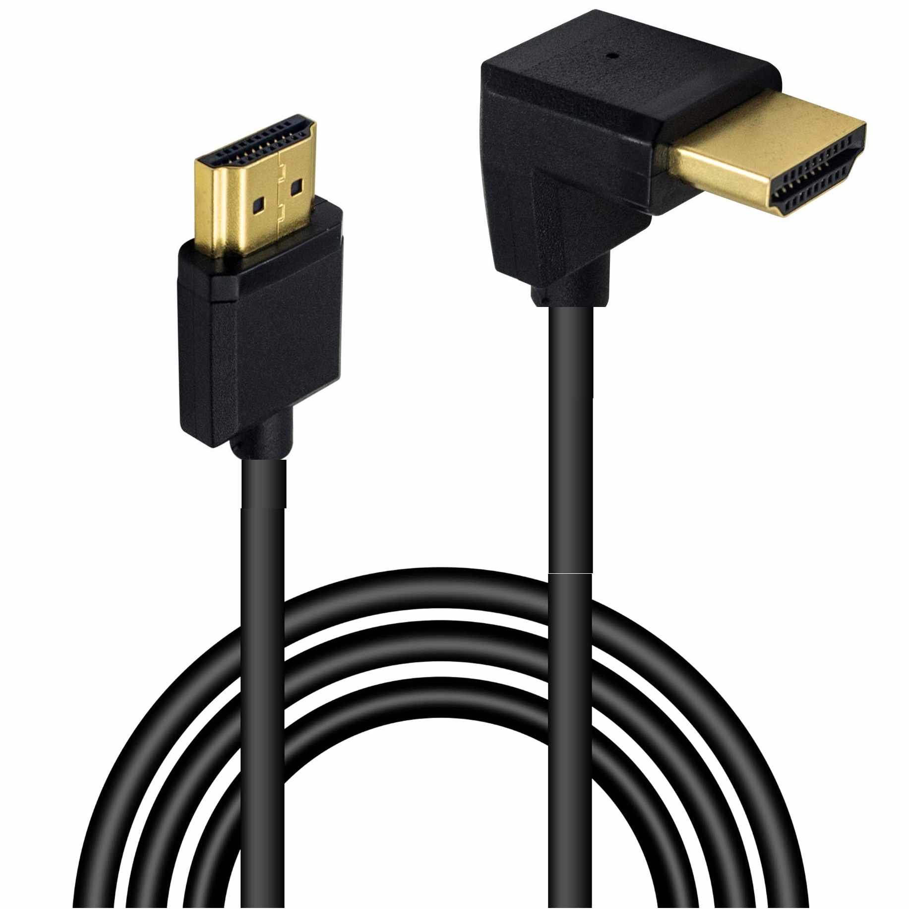 Cable Hdmi acodado 270 grados contactos dorados 4K 3 Metros Negro