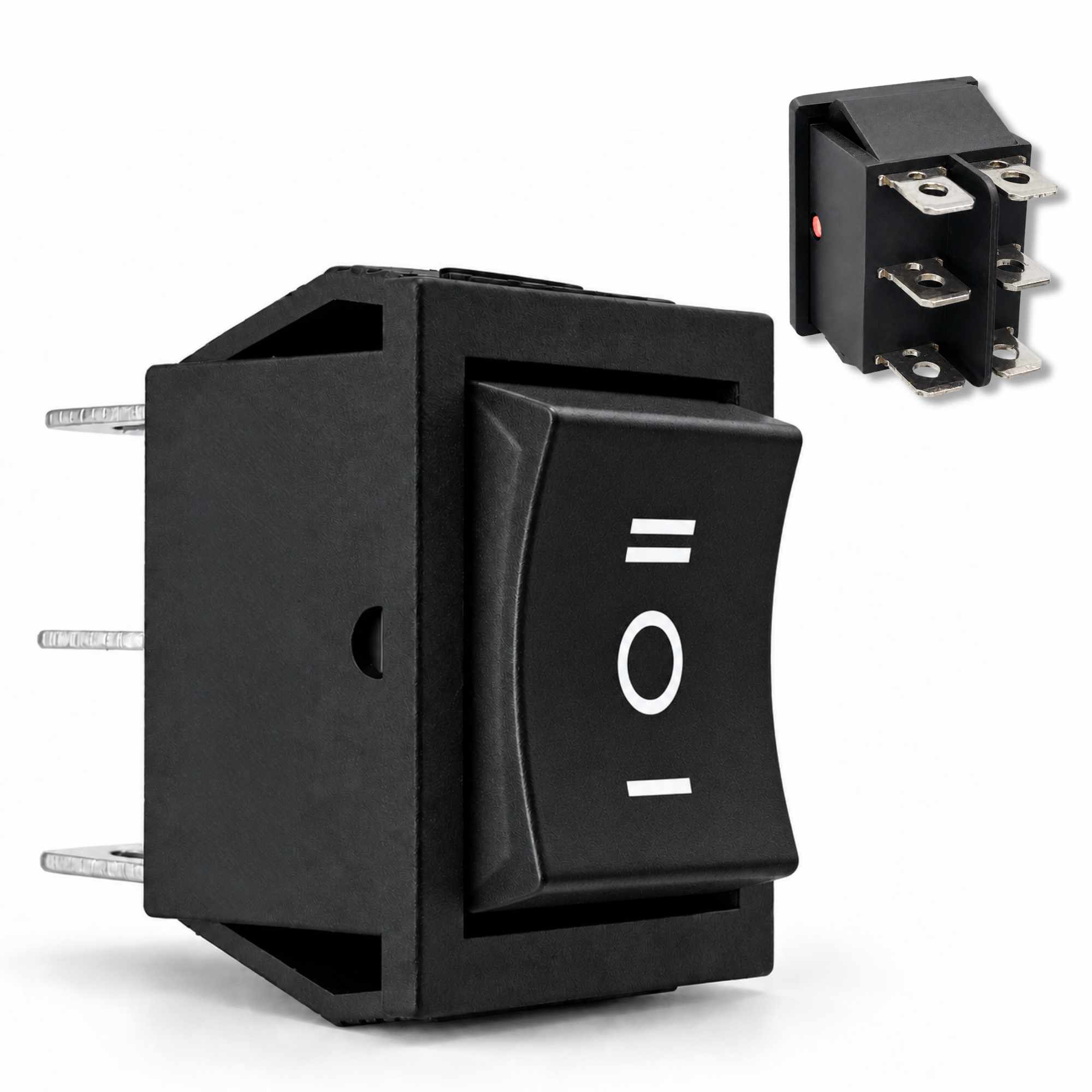 Interruptor basculante de 6 vias ON/OFF/ON Negro 16 A