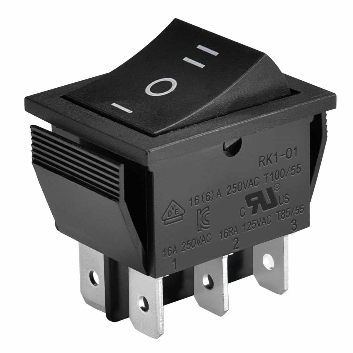 Interruptor basculante de 6 vias ON/OFF/ON Negro 16 A