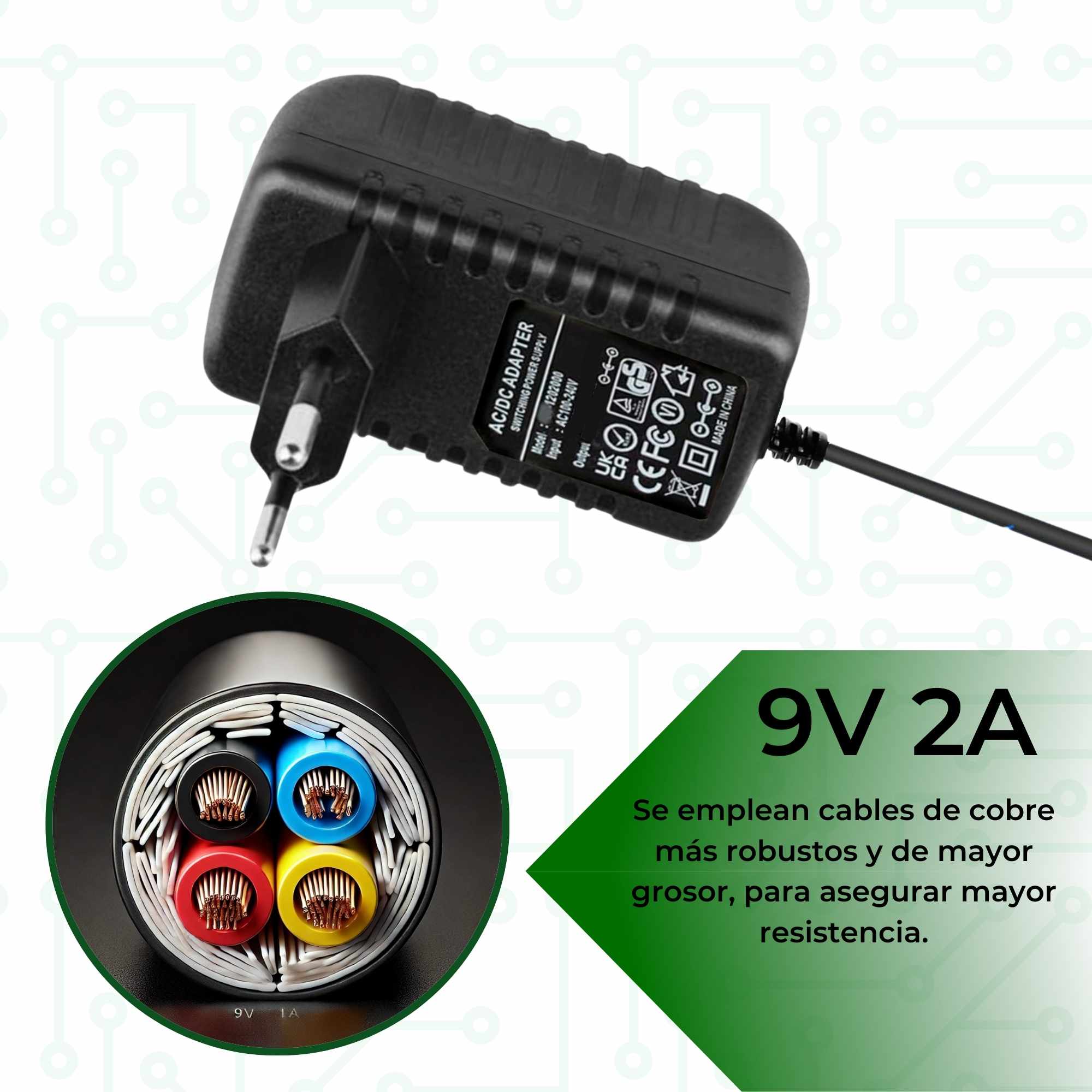 Alimentador 9V 2A Negro DC 5.5x2.1 mm - imagen 5