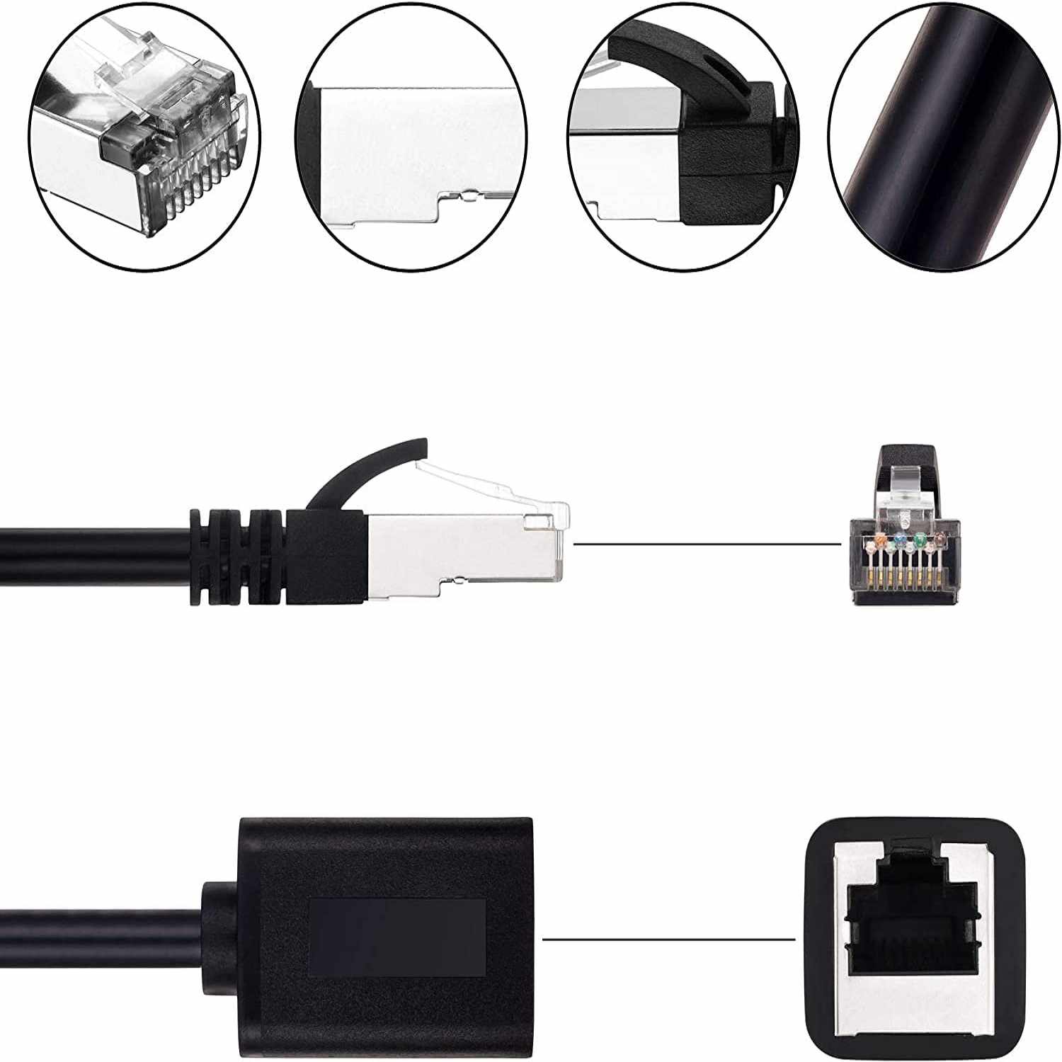 Cable extensor red UTP CAT5E macho a hembra 1 Metro Negro - imagen 4