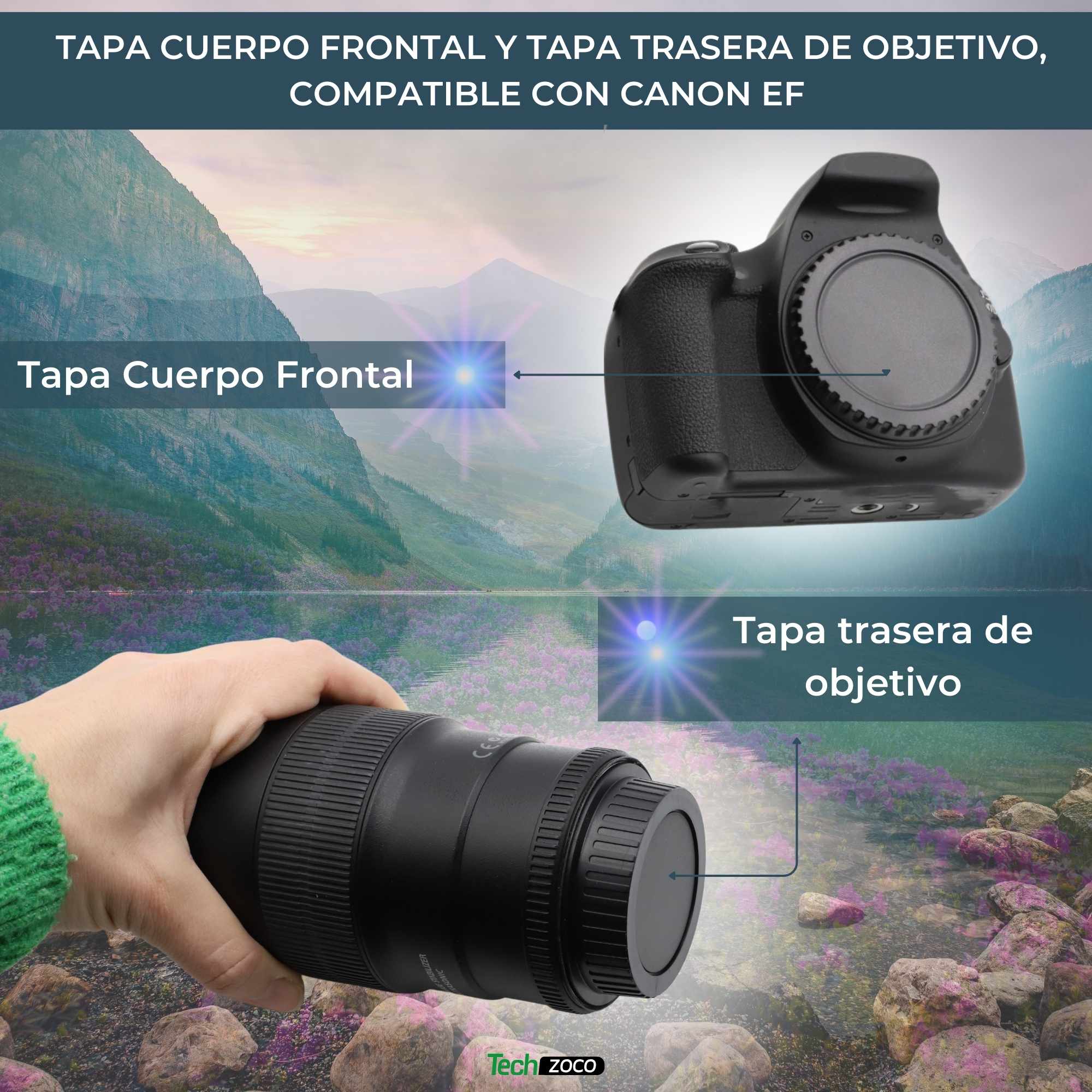 Tapa Cuerpo y Trasera de objetivo Para Canon EOS - imagen 2