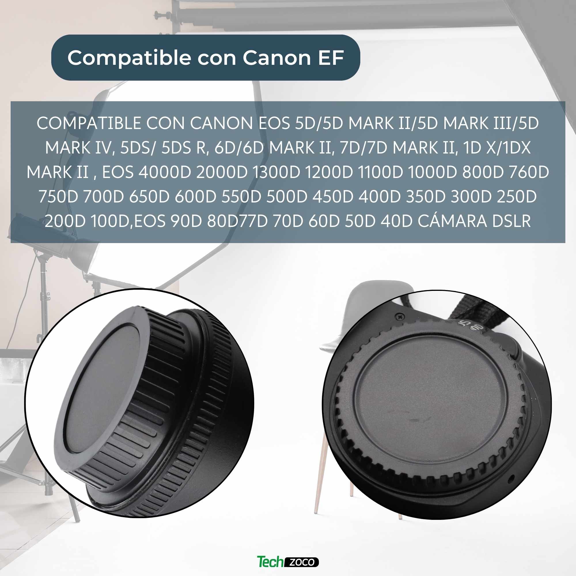 Tapa Cuerpo y Trasera de objetivo Para Canon EOS - imagen 3