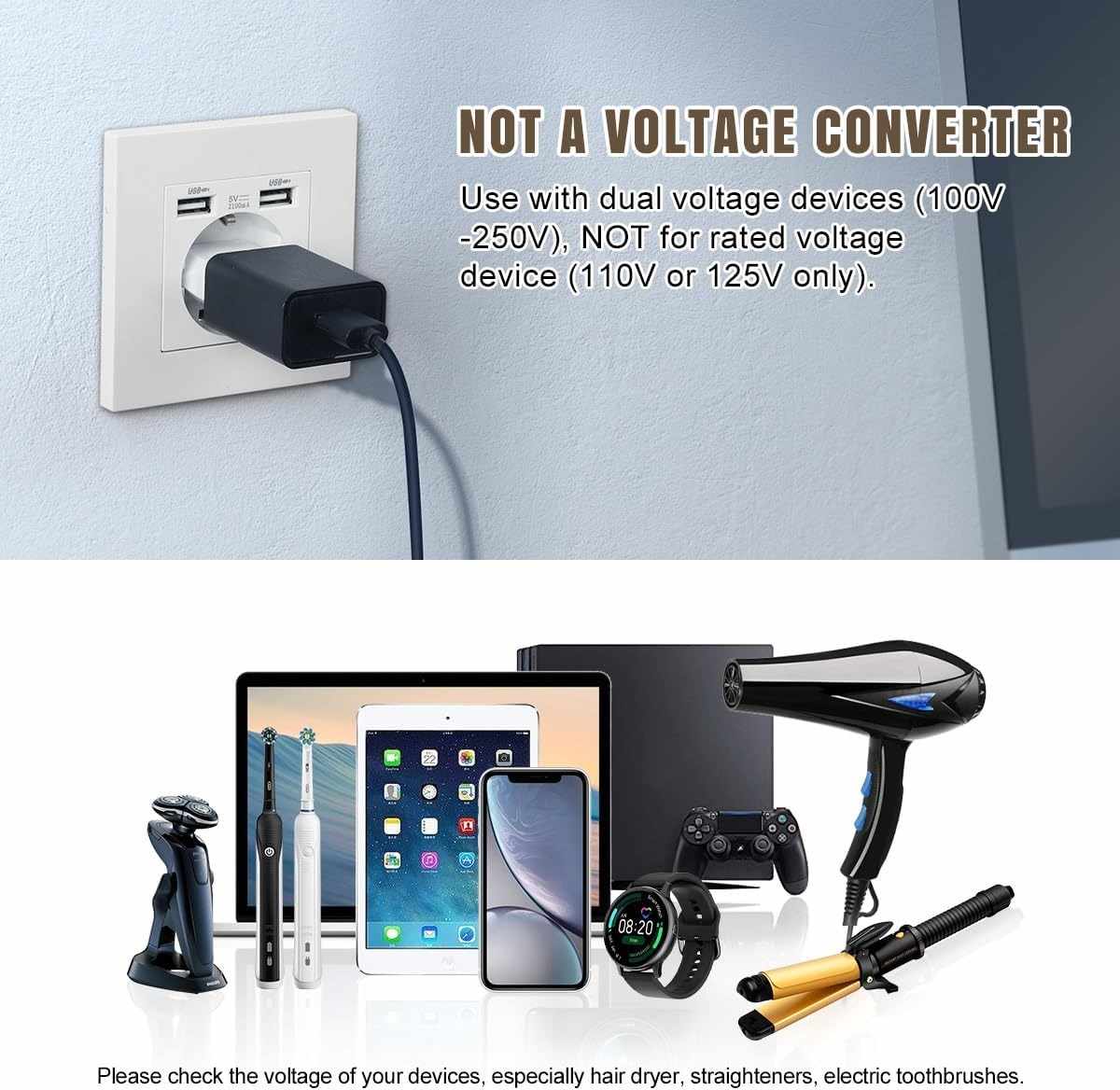 Adaptador de Enchufe de EEUU a Enchufe Europeo Blanco - imagen 3