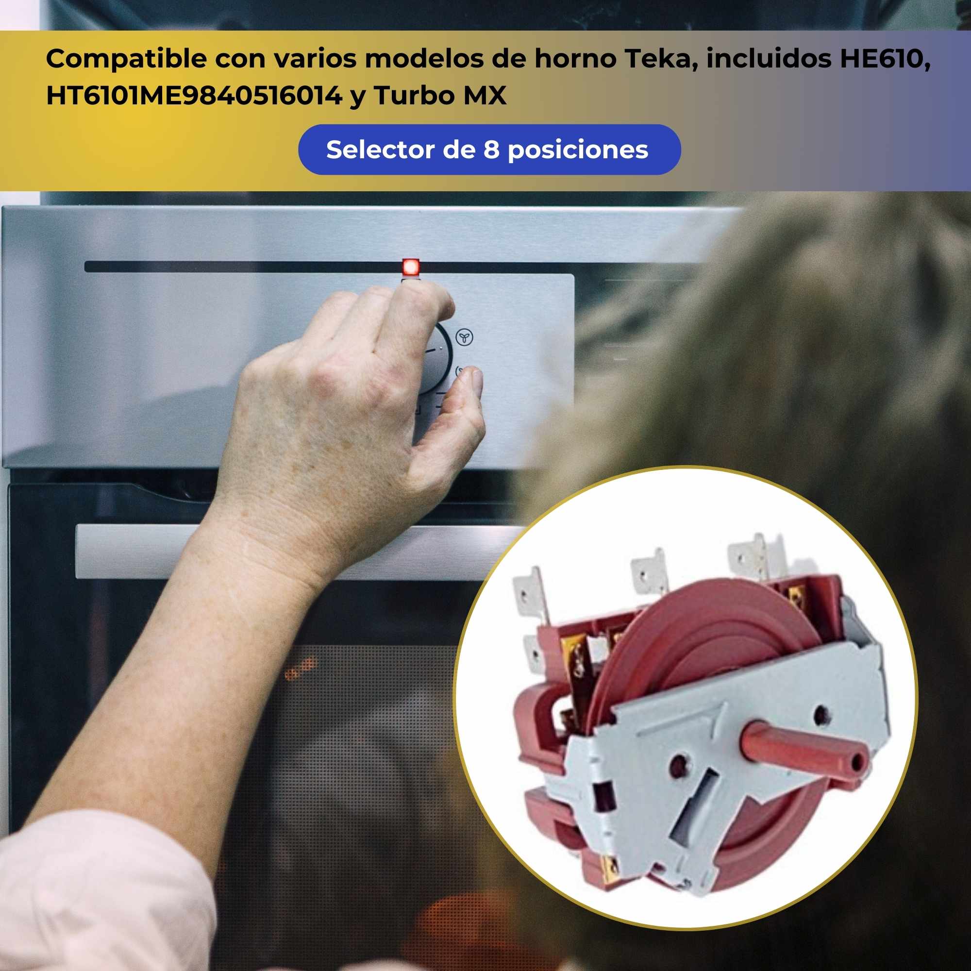 Selector Horno 8 Posiciones Compatible con Teka 995444128 - imagen 4
