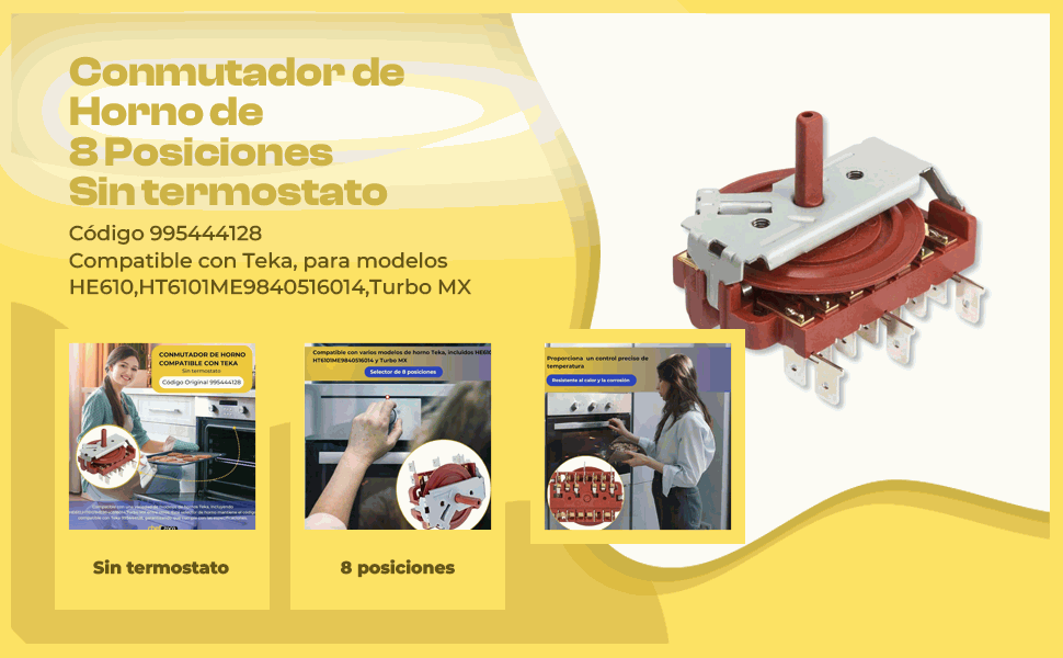 Banner - Selector Horno 8 Posiciones Compatible con Teka 995444128