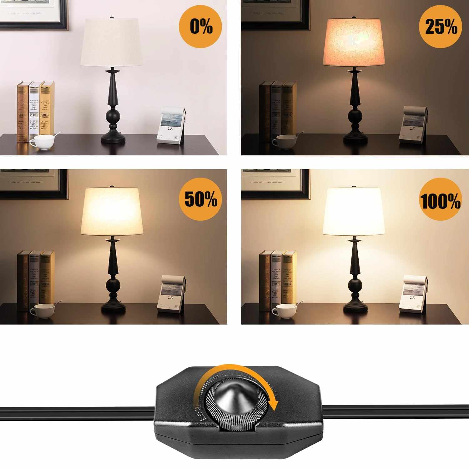 Potenciometro regulador de luz con Interruptor Negro - imagen 3