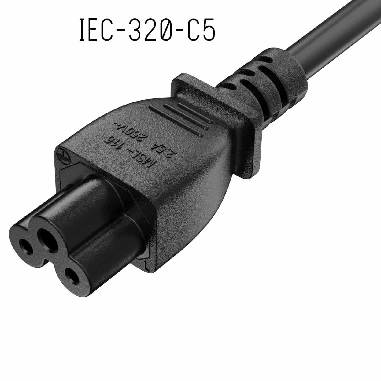 Cable alimentacion Trebol IEC-320-C5 1.8 Metros Negro - imagen 2