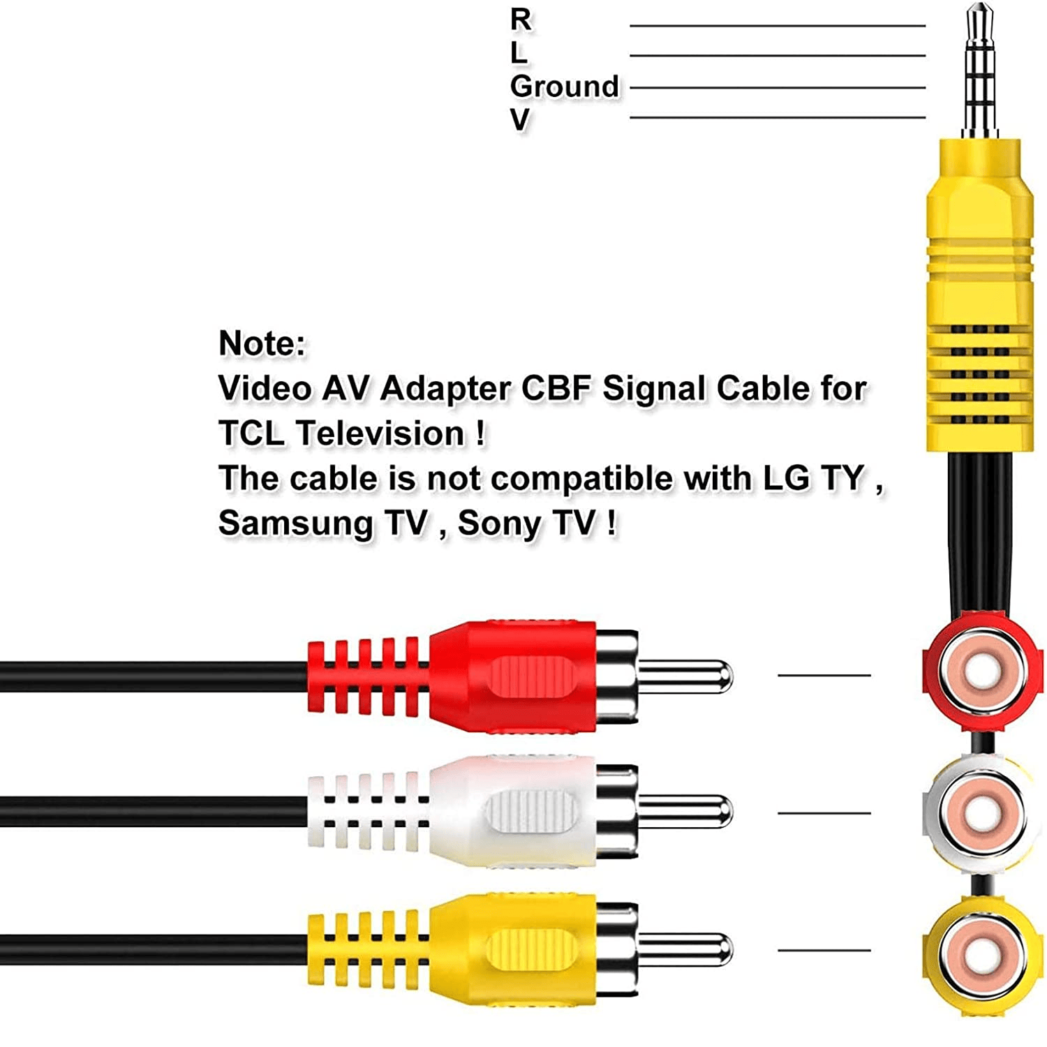 Cable de video 3x RCA hembra a 3.5 de 4 pines 15 cm - imagen 3