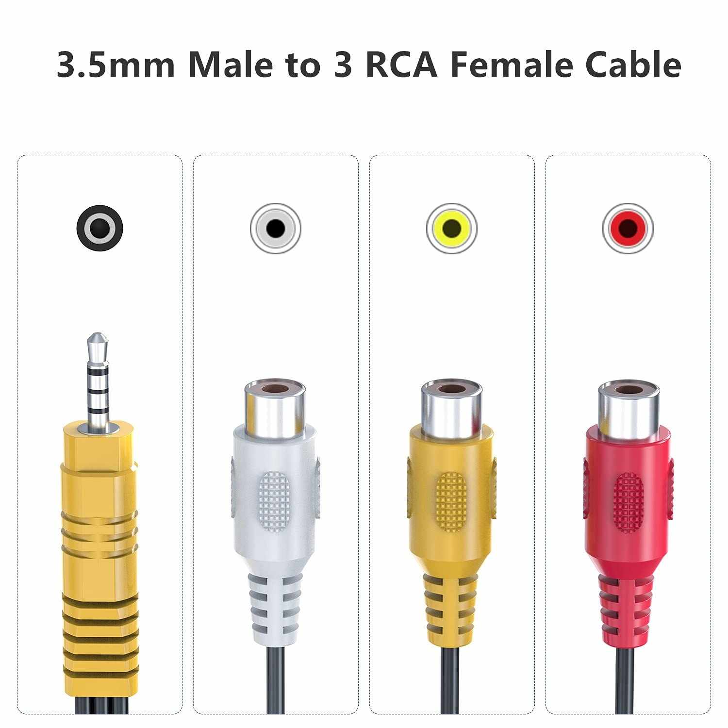 Cable de video 3x RCA hembra a 3.5 de 4 pines 15 cm - imagen 7