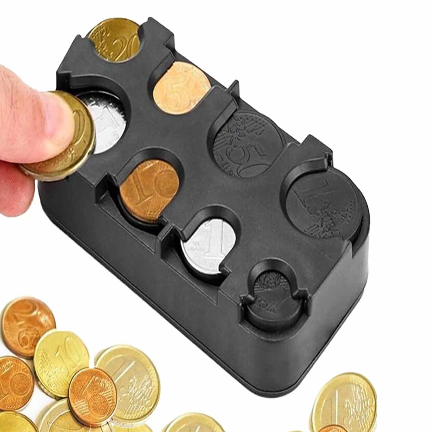 Portamonedas Compacto con clasificador de 8 monedas Negro - imagen 1