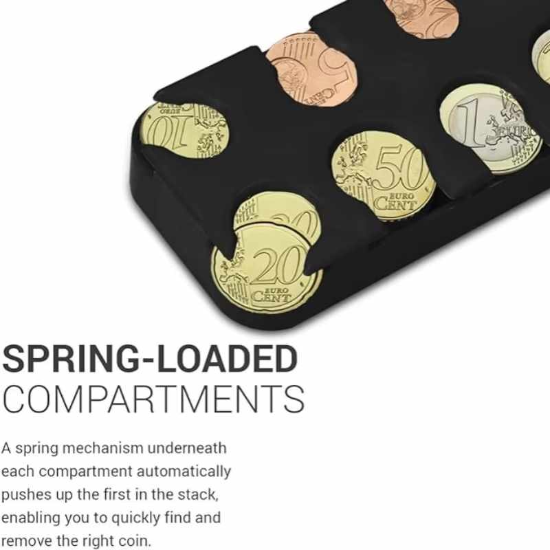 Portamonedas Compacto con clasificador de 8 monedas Negro - imagen 6