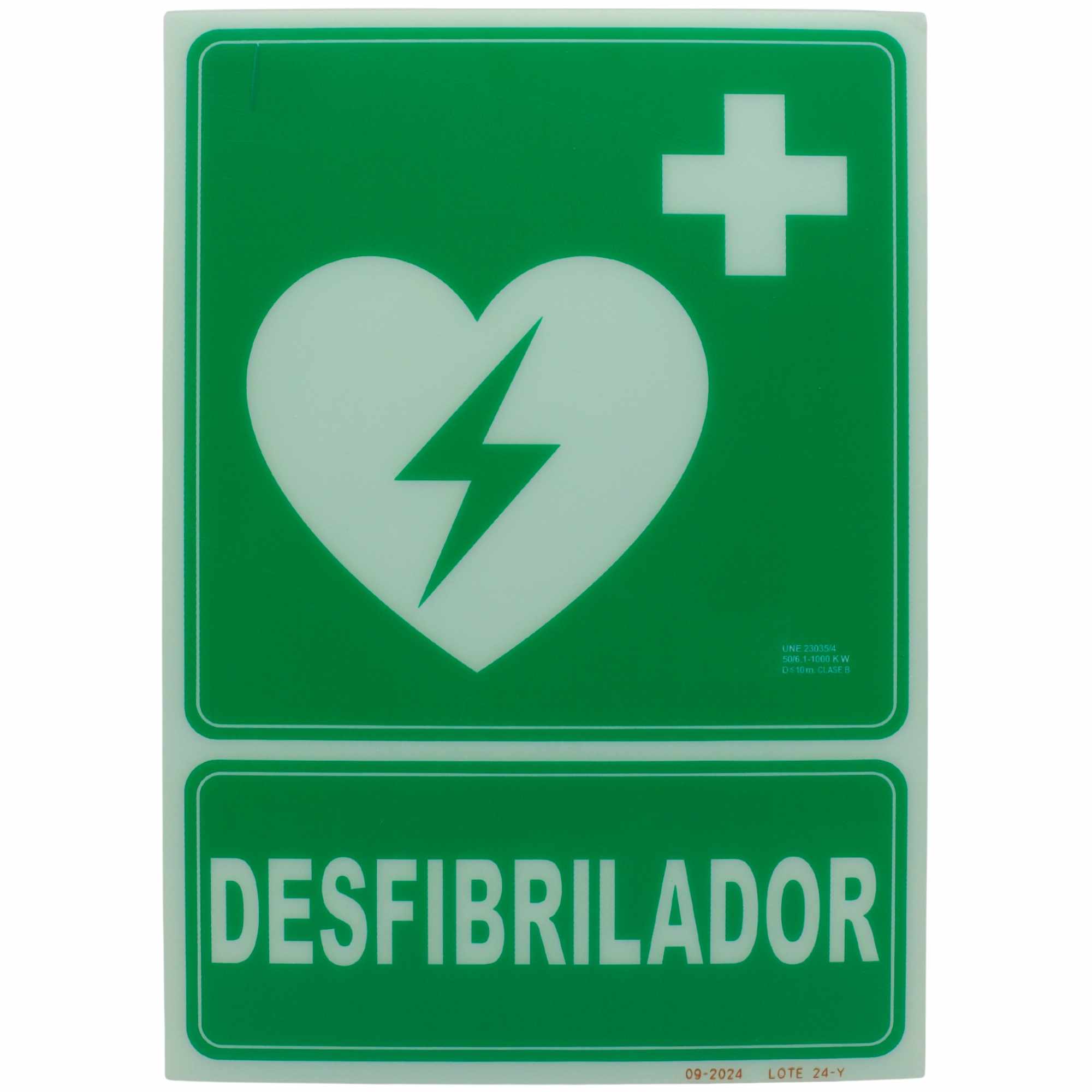 Señal Luminiscente DesfibriLador PVC 22.4x30 cm