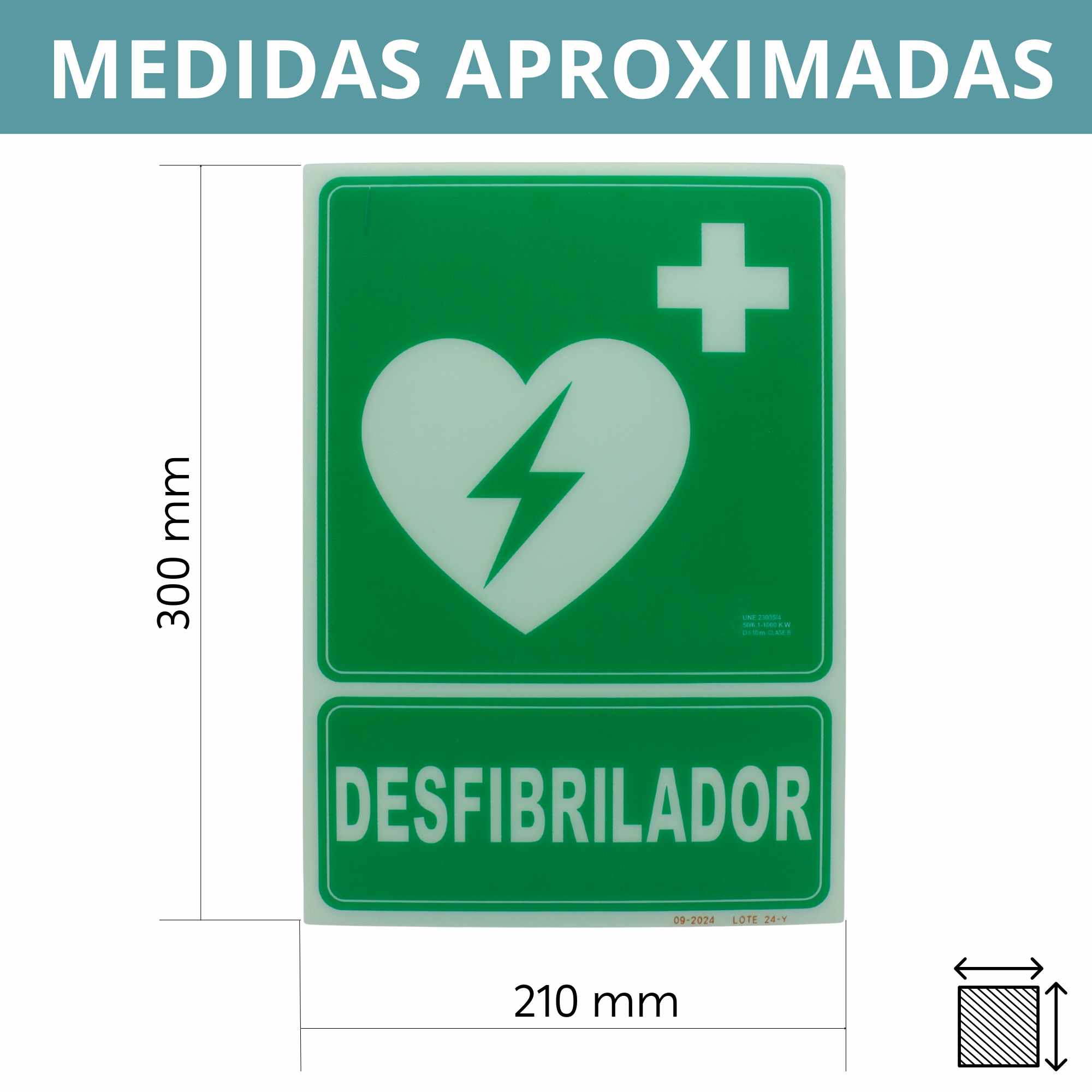 Señal Luminiscente DesfibriLador PVC 22.4x30 cm - imagen 4