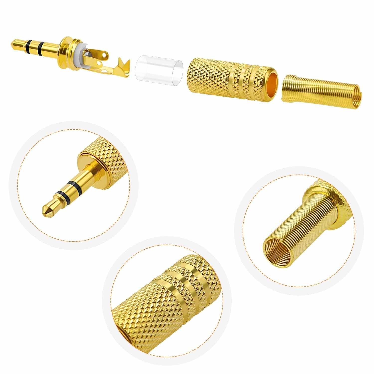 Conector audio jack macho 3.5 mm estereo Dorado - imagen 2