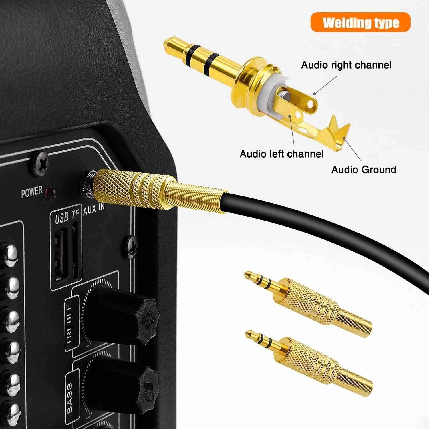 Conector audio jack macho 3.5 mm estereo Dorado - imagen 4