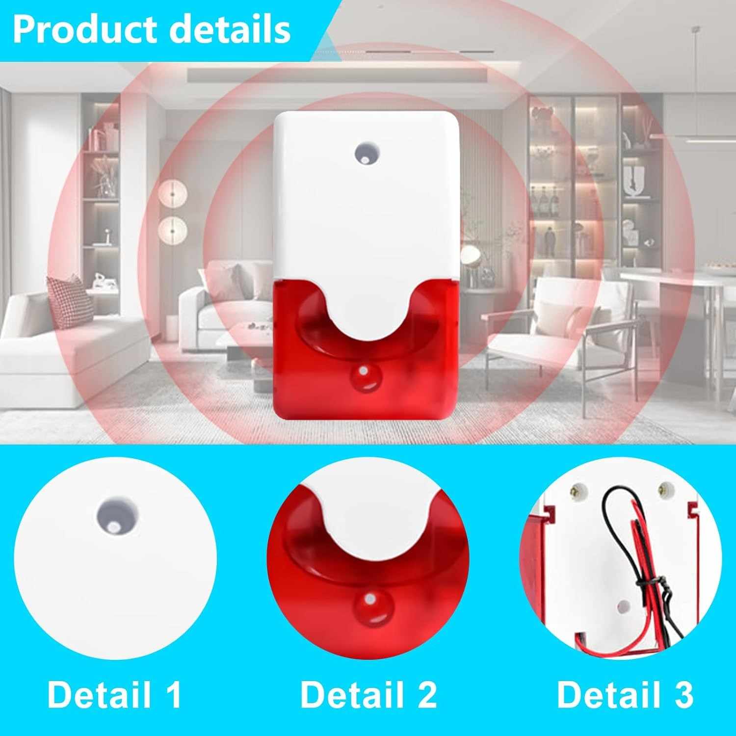 Alarma de sonido y luz Estroboscópica intermitente 24V - imagen 6