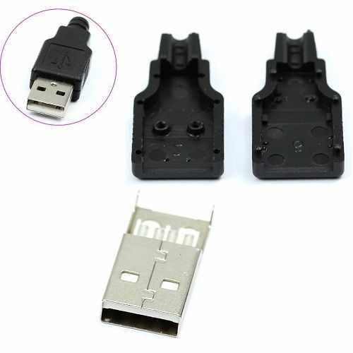 Conector USB tipo A macho soldadura 4 pin Negro - imagen 3