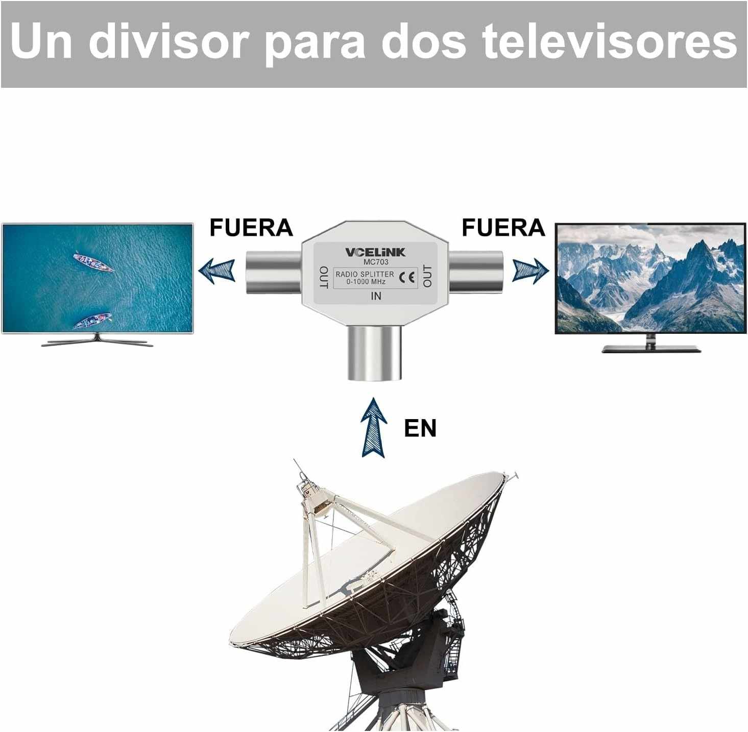 Divisor coaxial en T macho - imagen 3