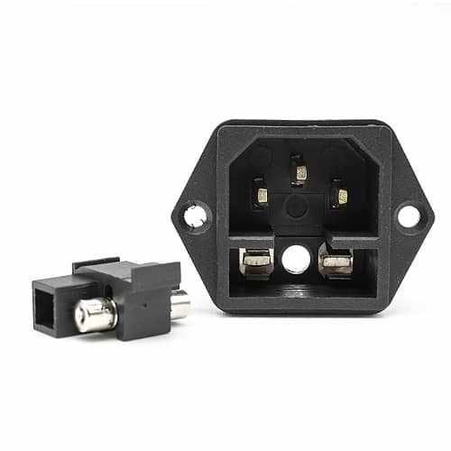 Conector alimentacion C14 AC con fusible macho Negro 6.3 A - imagen 1