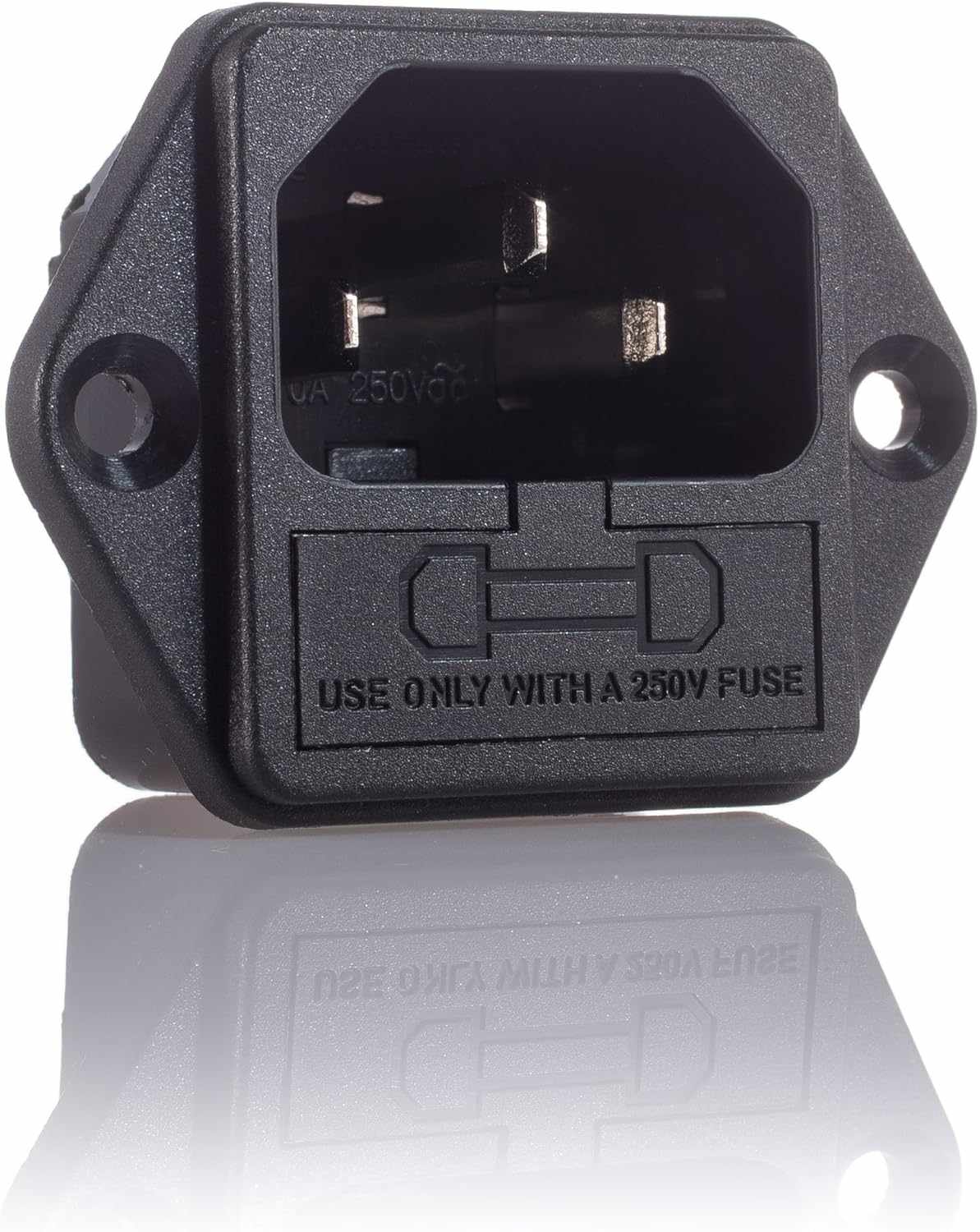 Conector alimentacion C14 AC con fusible macho Negro 6.3 A - imagen 2