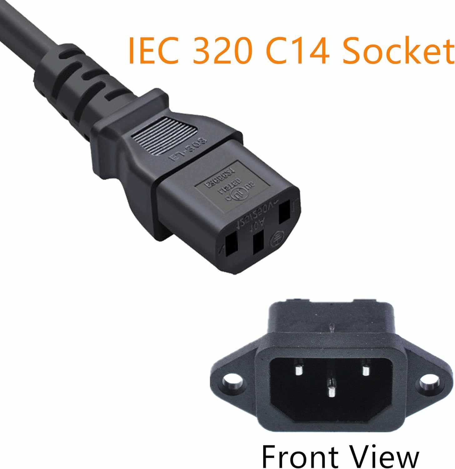 Conector de alimentacion C14 AC macho Negro 10 A - imagen 5