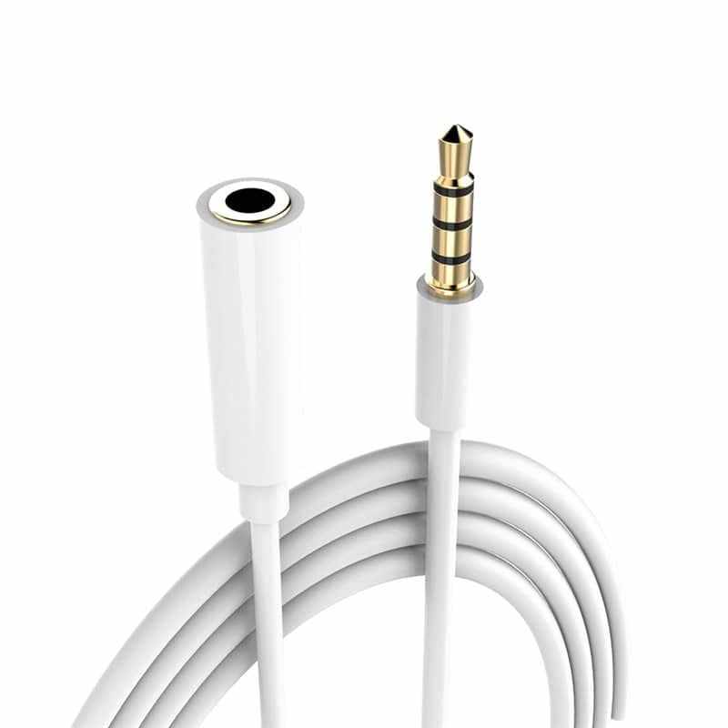 Cable alargador Jack 3.5 mm con microfono 4 pines 1 Metros Blanco