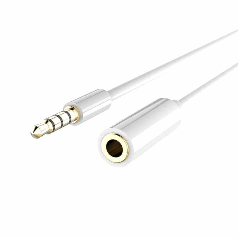 Cable alargador Jack 3.5 mm con microfono 4 pines 1 Metros Blanco - imagen 4