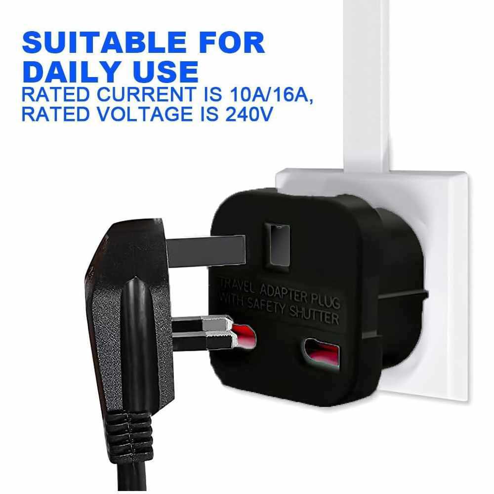 Adaptador de Enchufe de UK a Enchufe Europeo Negro - imagen 5