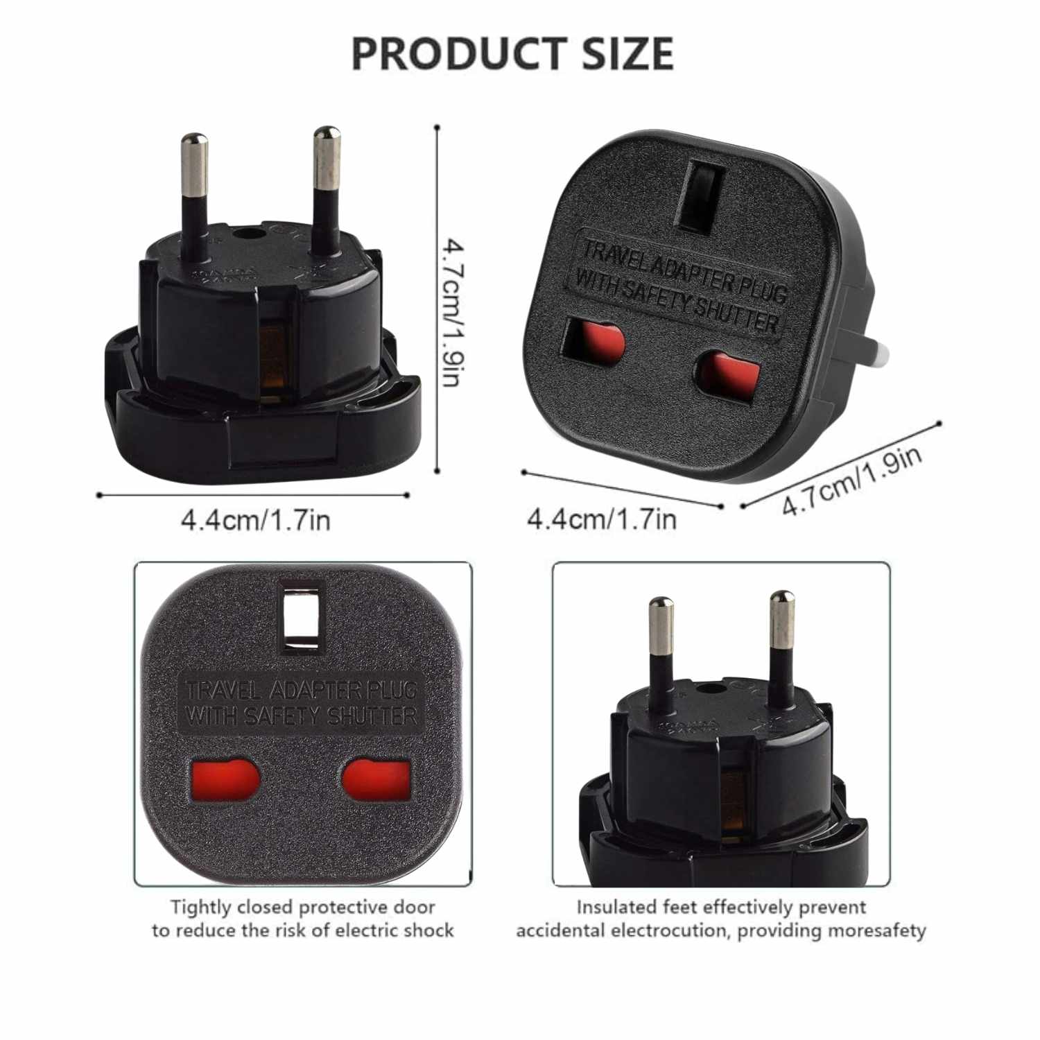Adaptador de Enchufe de UK a Enchufe Europeo Negro - imagen 2