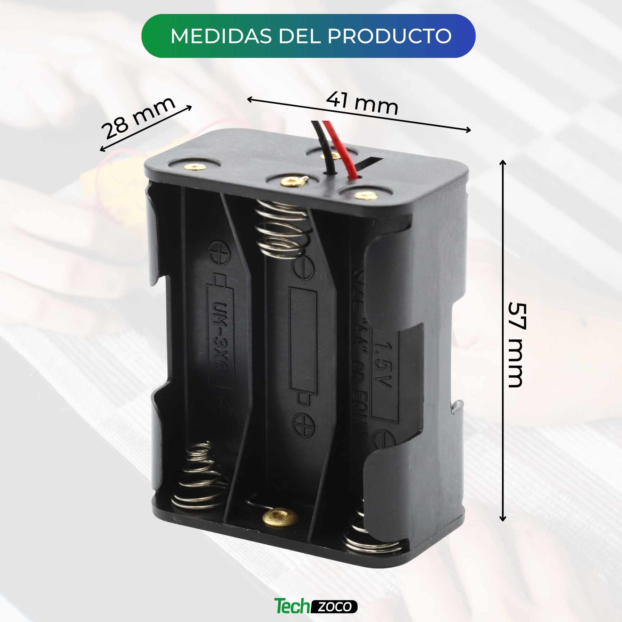 Portapilas para 6 pilas LR6 AA Negro - imagen 4