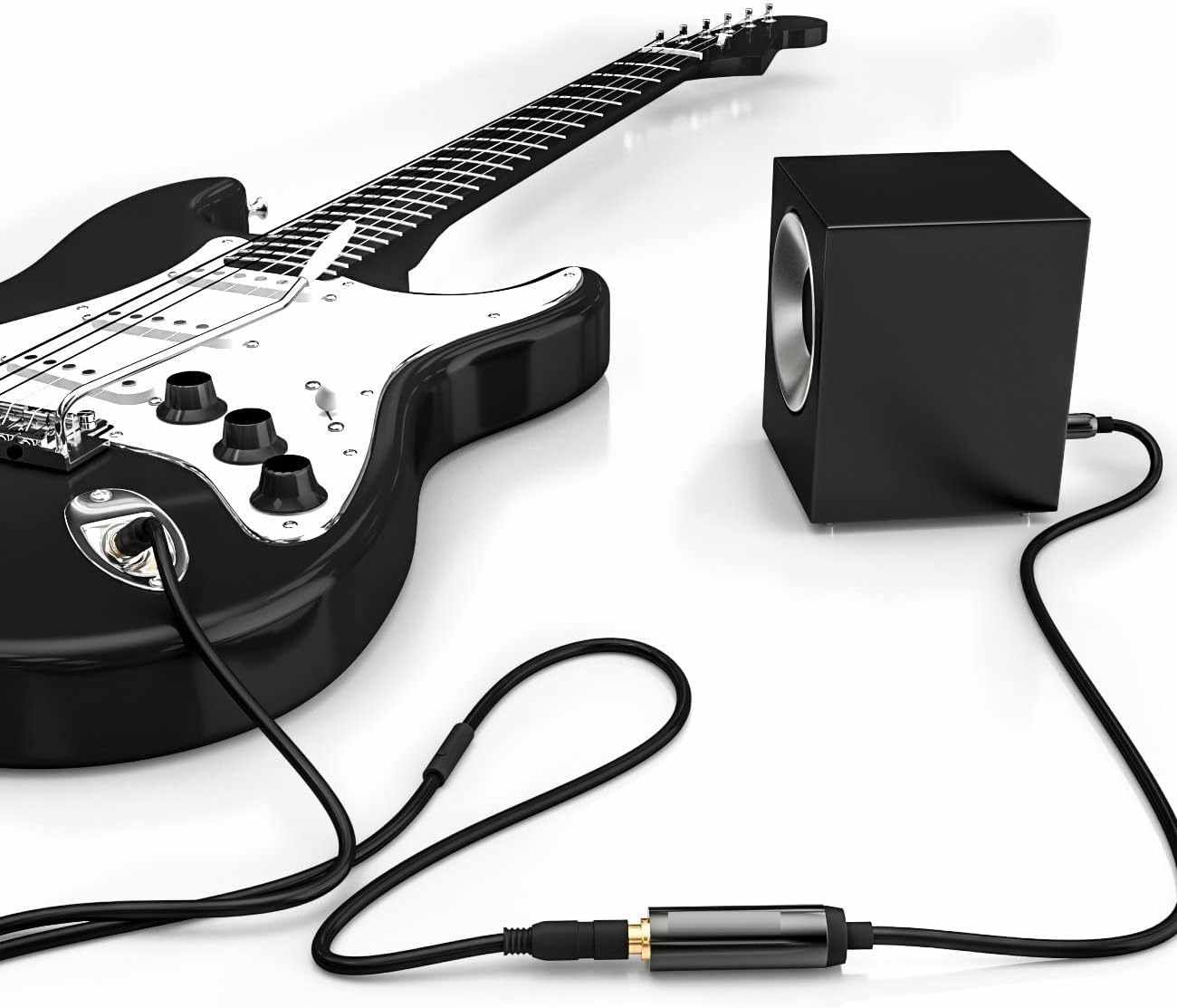 Cable de audio estereo jack 6.35 hembra a jack 3.5 macho 20 cm Negro - imagen 4