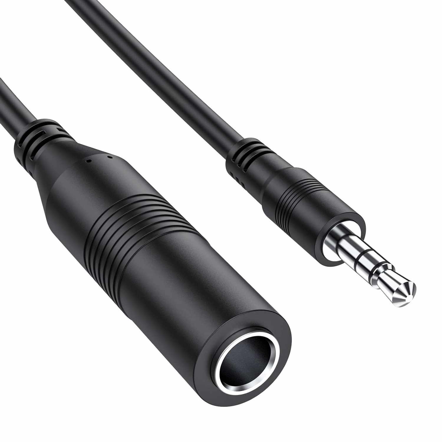 Cable de audio estereo jack 6.35 hembra a jack 3.5 macho 20 cm Negro