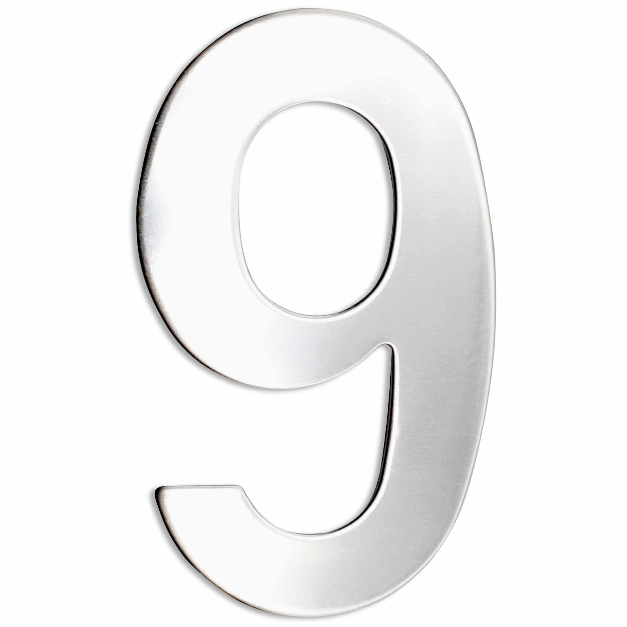 Numero 9 adhesivo en acero inoxidable 7.5 cm Plateado - imagen 1