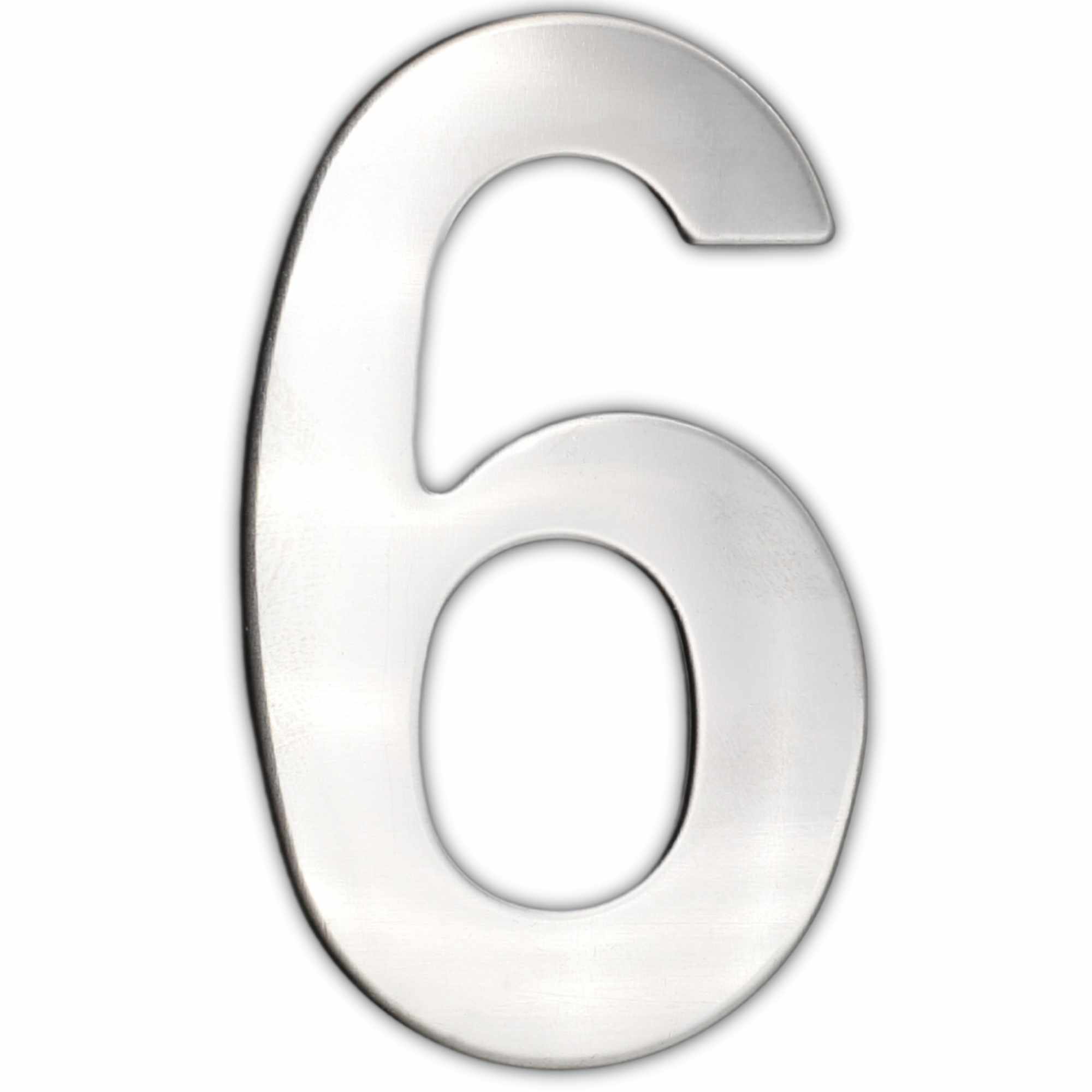 Numero 6 adhesivo en acero inoxidable 7.5 cm