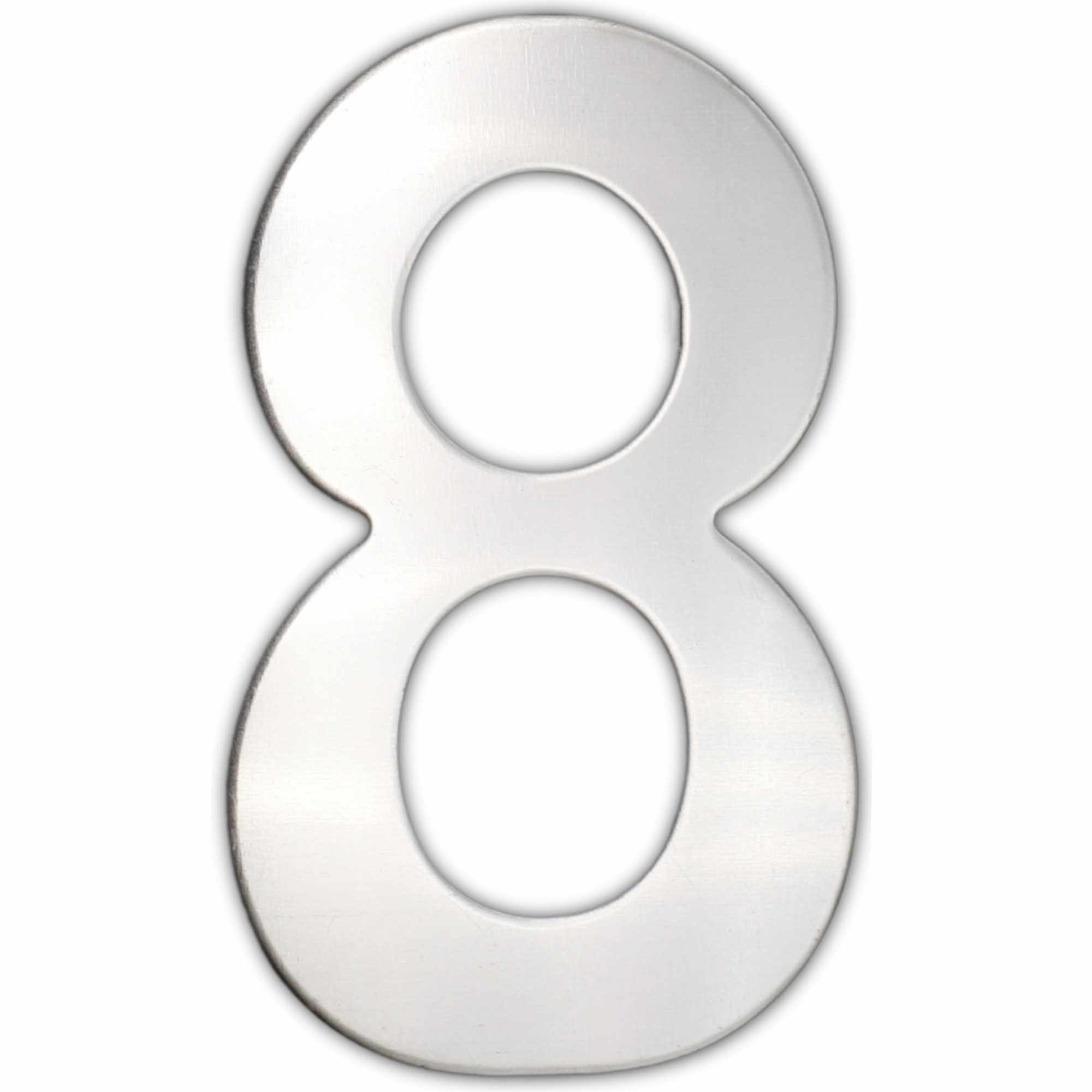 Numero 8 Adhesivo En Acero Inoxidable 7.5 Cm Plateado
