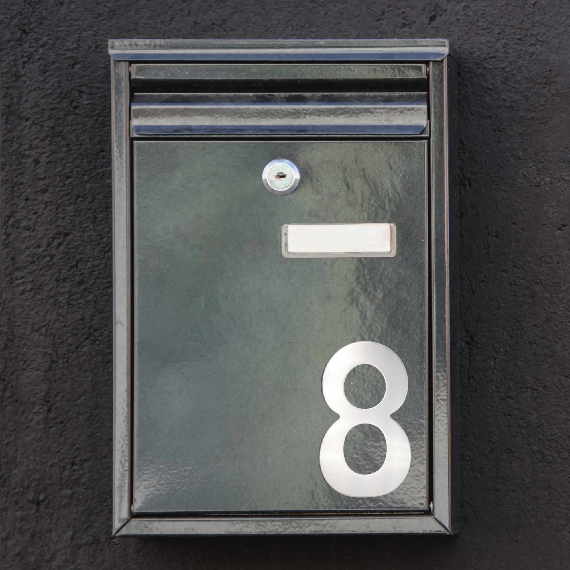 Numero 8 adhesivo en acero inoxidable 7.5 cm plateado - imagen 5