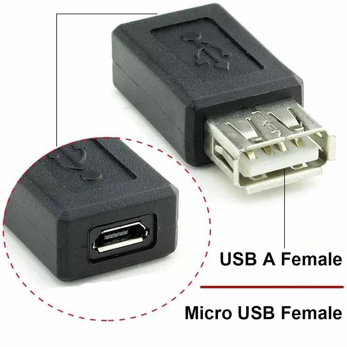 Adaptador micro usb tipo B hembra a USB tipo A hembra Negro - imagen 2